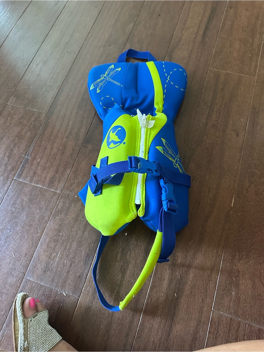 Bright Blue & Lime Kids Swim Vest with Dragonfly Graphics